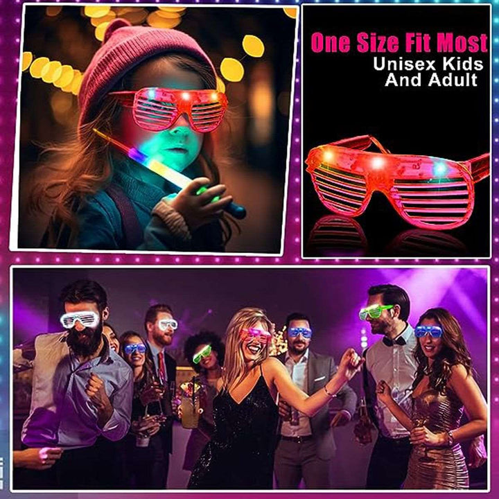 15 Pack LED Glasses Glow In The Dark Neon Bulk Sunglasses Party Supplies