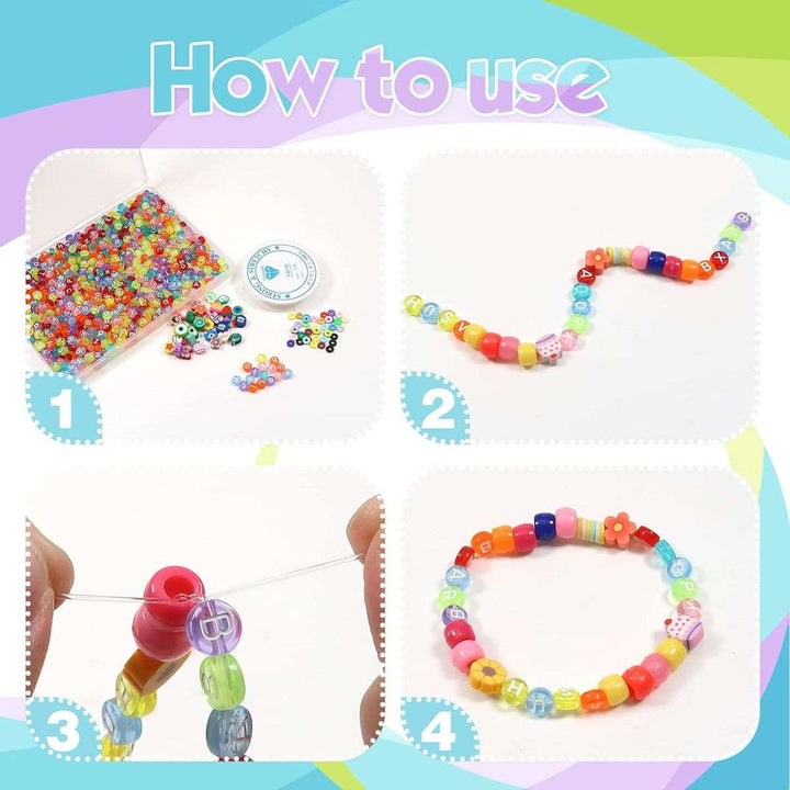1000 Piece Letter Beads With Crystal String Jewellery Bracelet Making