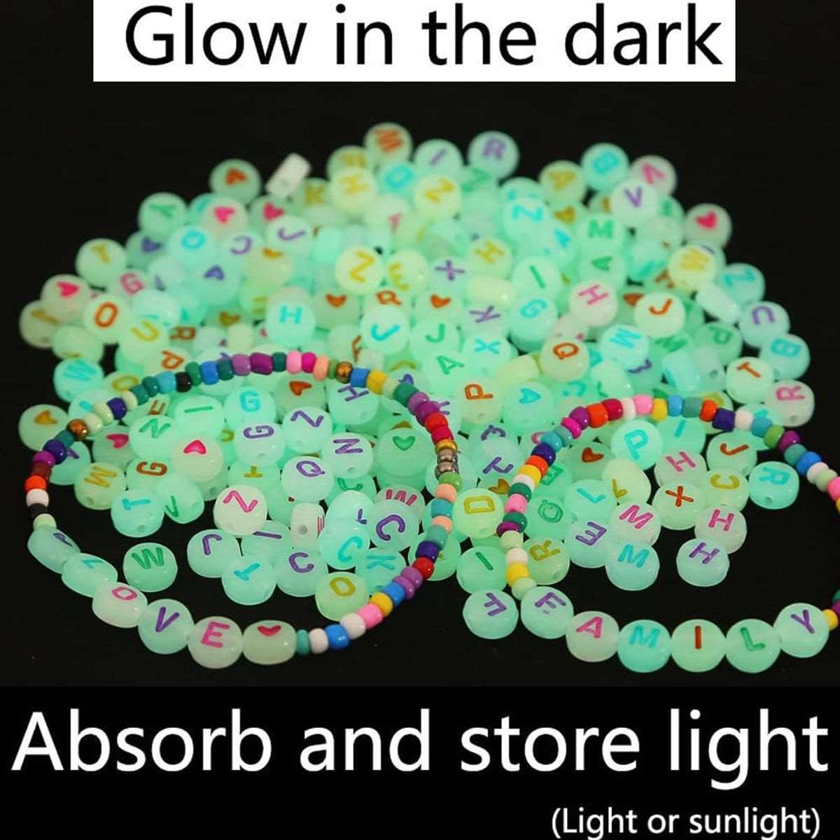 980Pcs Glow in Dark Pony Beads Jewllery Making Kit