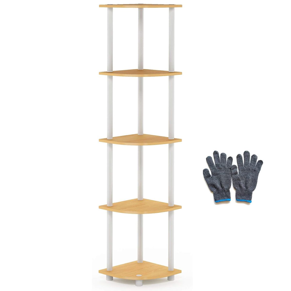 Cart In Mart 5 Tier Corner Shelf Plant Display Stand Shelves- Beech White