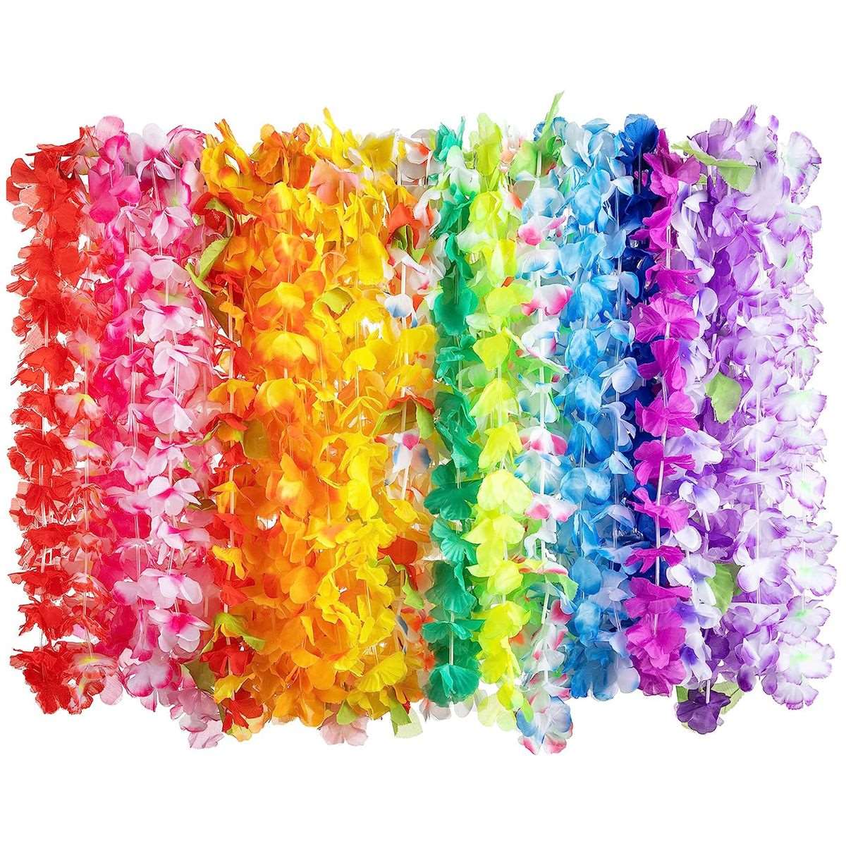 36 Pack Hawaiian Leis Silk Bulk Tropical Flower Luau Beach Party Supplies