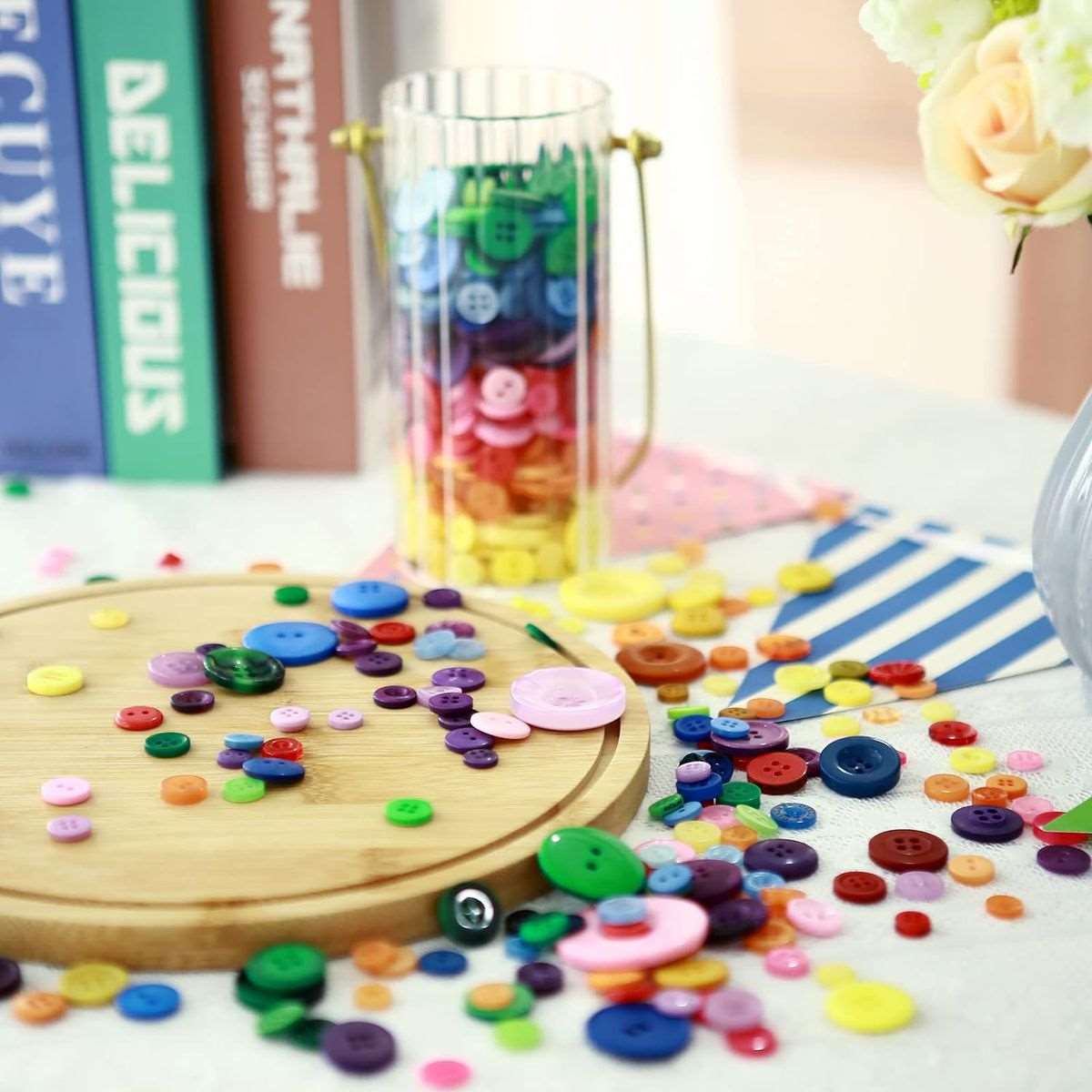 1500 Pieces Round Resin Buttons Mixed Color For Crafts Sewing