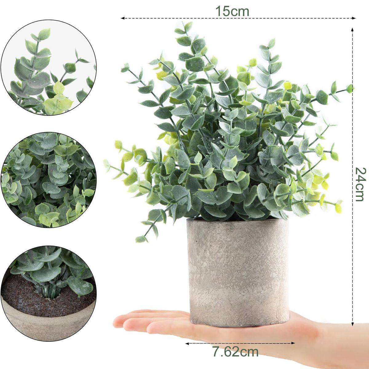 2 Pack Mini Fake Artificial Plants Eucalyptus Potted For Home Office Decor- Cart In Mart
