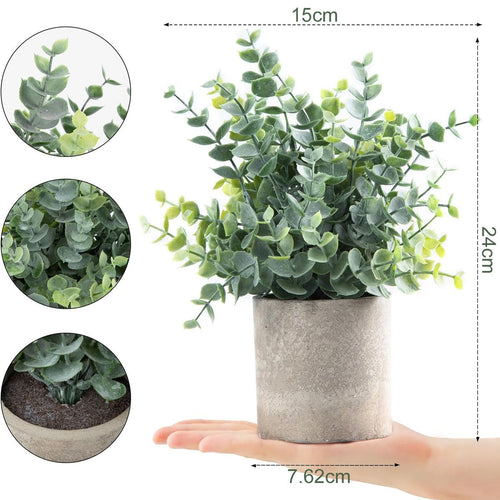 2 Pack Mini Fake Artificial Plants Eucalyptus Potted For Home Office Decor- Cart In Mart