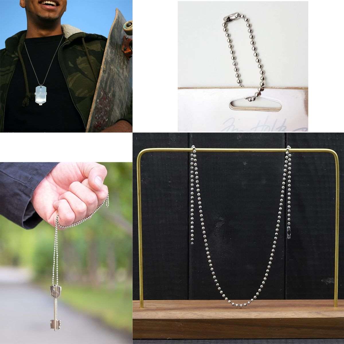 33 Feet Stainless Steel Silver Ball Chains Necklace & Connector Clasps