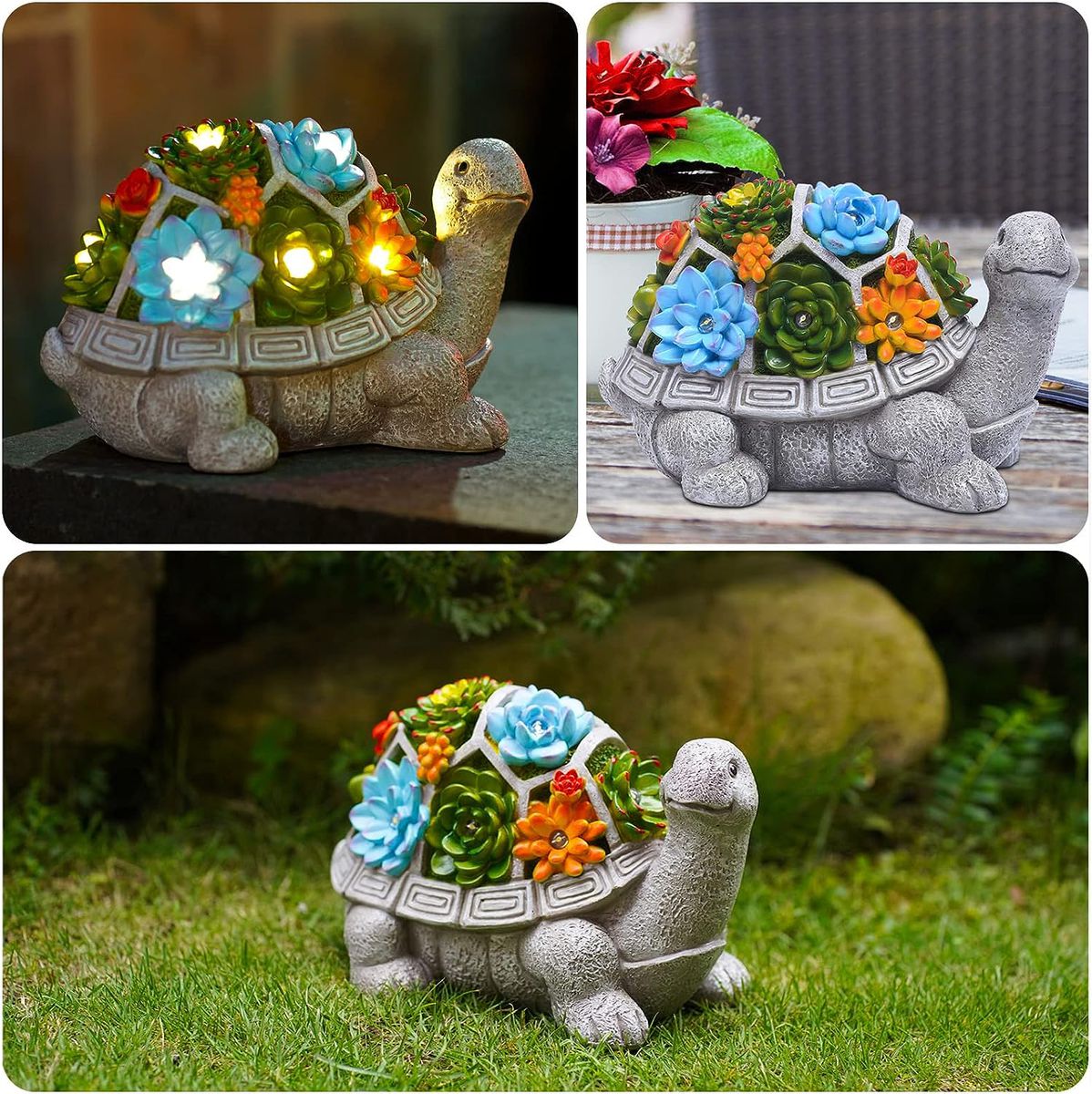 Cart In Mart Solar Garden Turtle Statue Tortoise With Lights For Outdoor Patio Yard