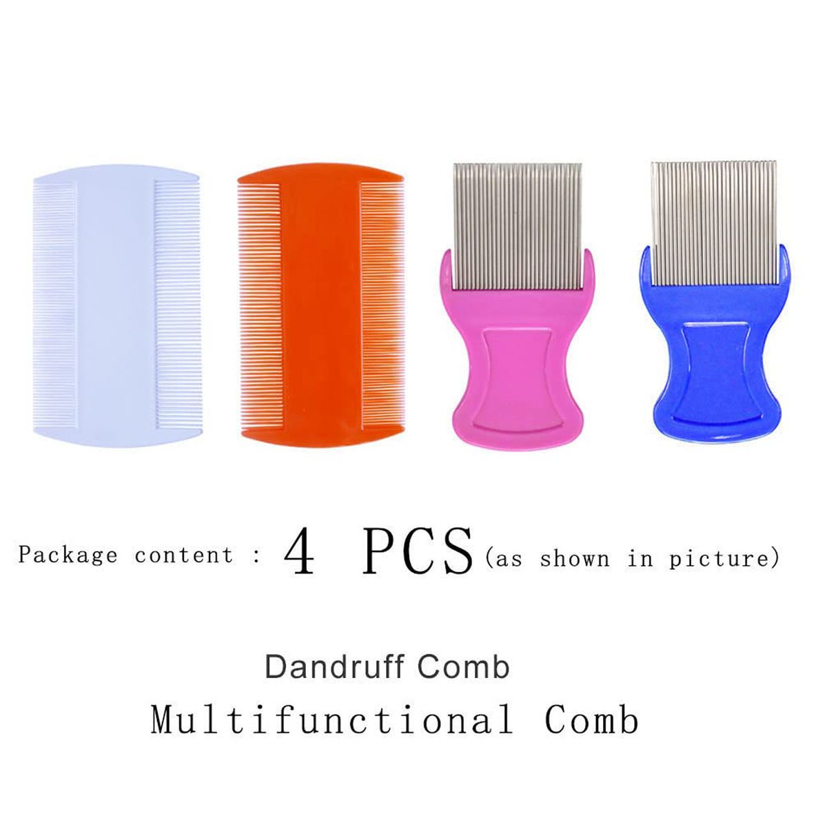 4 Piece Head Dandruff Hair Comb Set-2 With Metal Teeth & 2 Double Sided| Cart In Mart