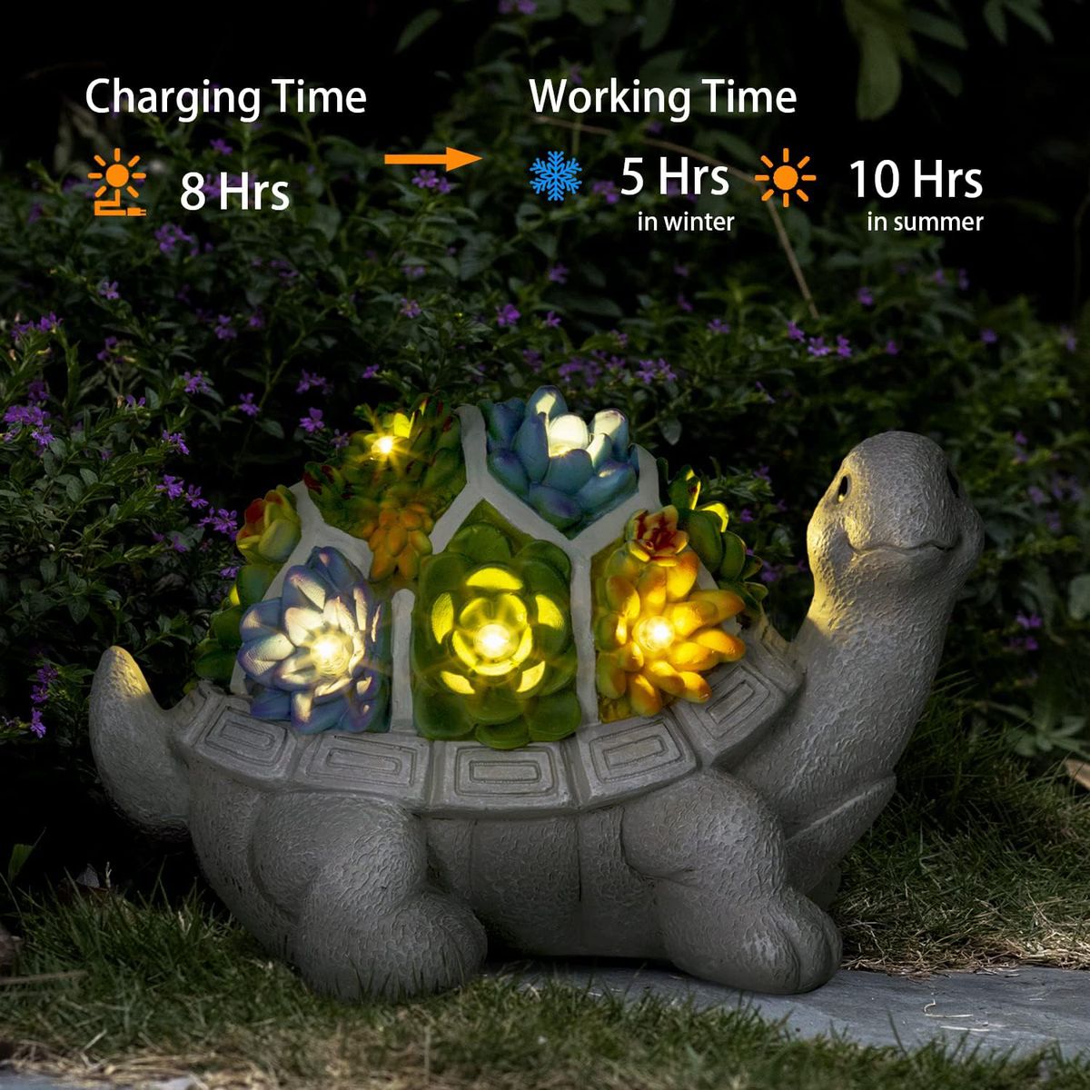 Cart In Mart Solar Garden Turtle Statue Tortoise With Lights For Outdoor Patio Yard