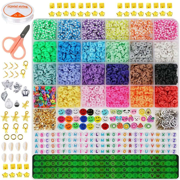 6100Pcs Flat Beads with Glow in Dark Letters Bracelet Jewllery Making Kit