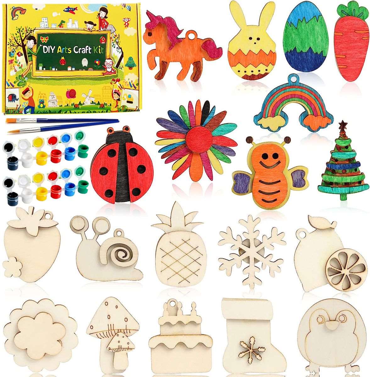 DIY Wooden Magnets Painting Art & Craft Kit Educational Toy For Kids