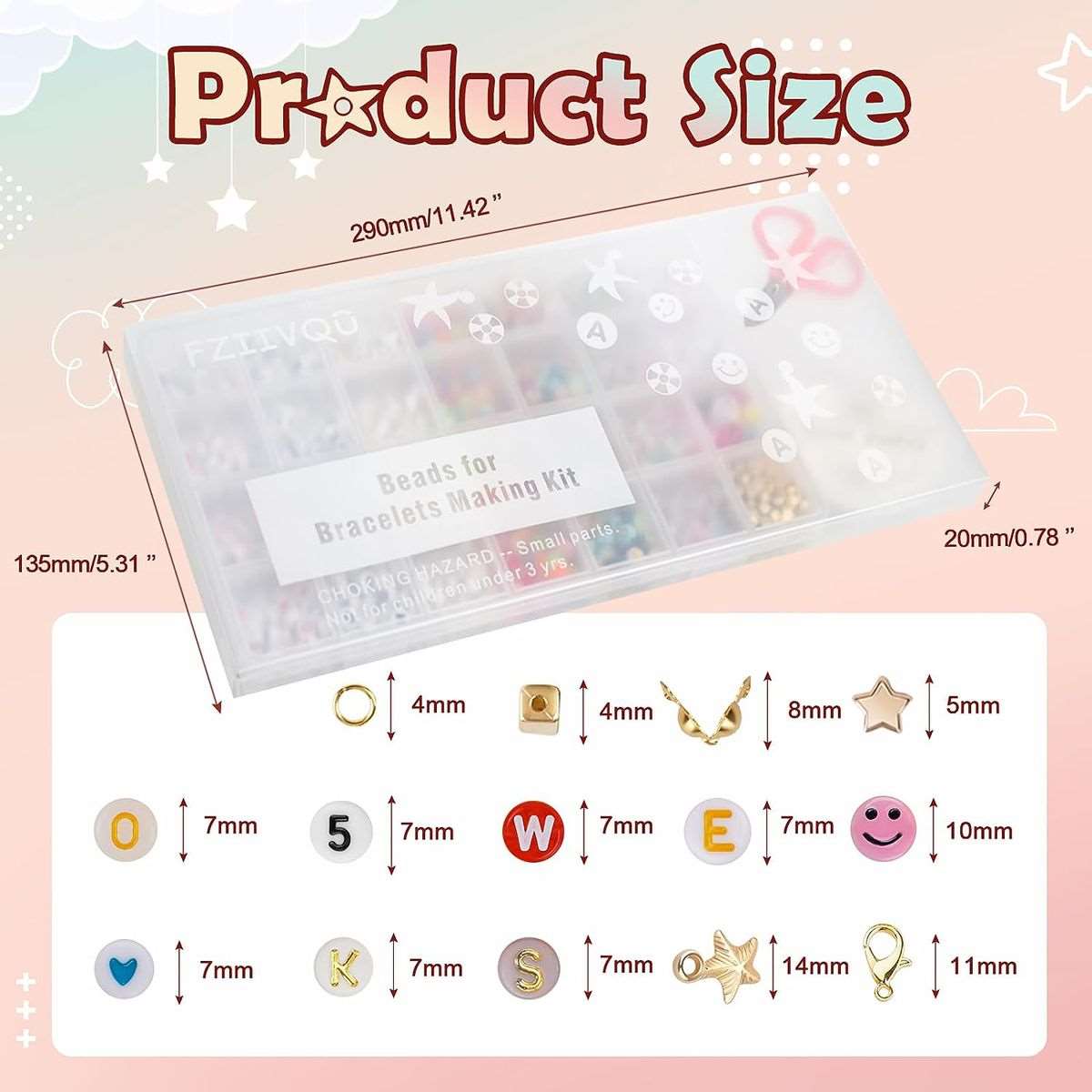 1488 Piece Bracelet Jewelry Making Kit With Glow In Dark Letter Beads