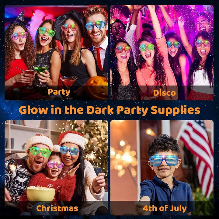 15 Pack LED Glasses Glow In The Dark Neon Bulk Sunglasses Party Supplies