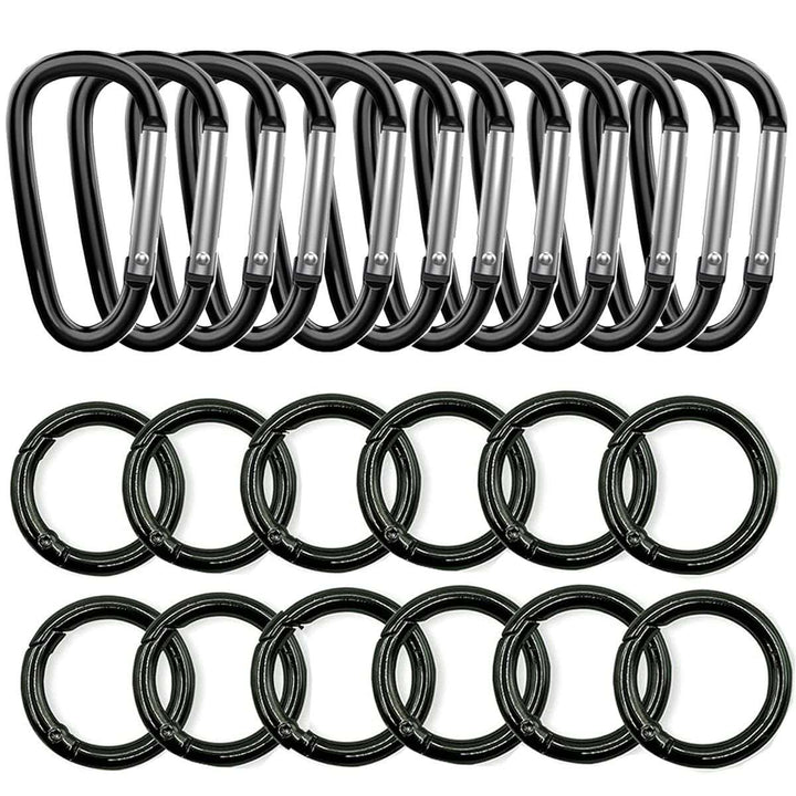 24 Pack Carabiner D Ring & O Rings Clip Keychain Purse Snap Hooks