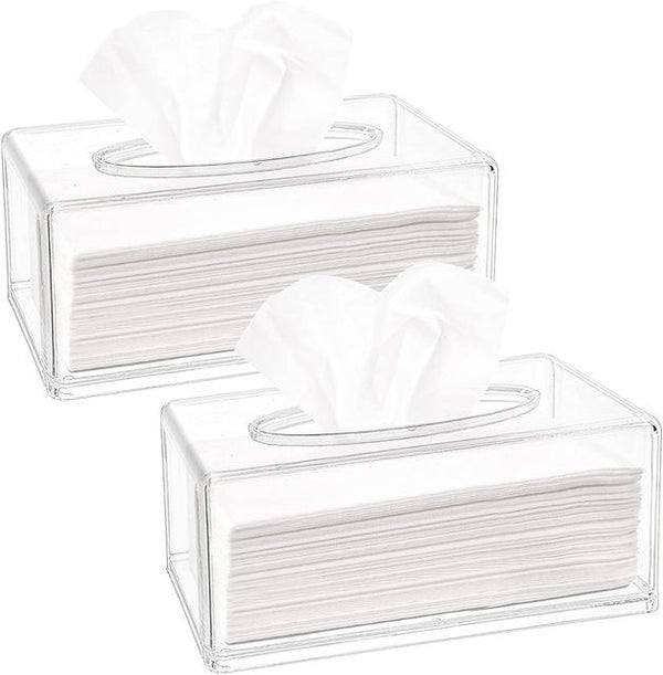 Cart In Mart 2 Pack Perspex Clear Acrylic Tissue Box Set with 100 Tissue Papers