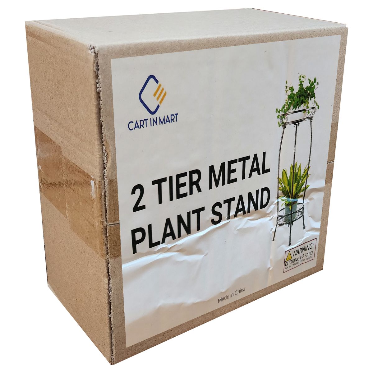 2 Tier Metal Plant Stand Indoor Outdoor 70cm High Flower Pot Display Holder | Cart In Mart