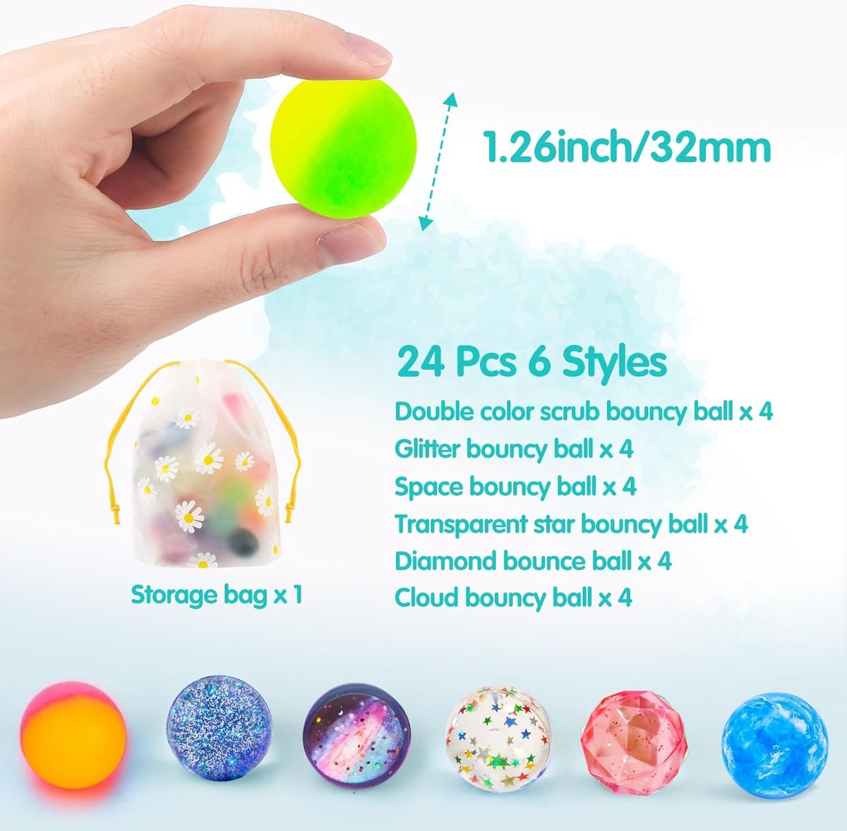 24 Piece Colourful Bouncy Balls
