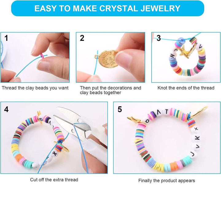 5000Pcs Flat Polymer Beads Jewlery Making Friendship Bracelet Making Kit