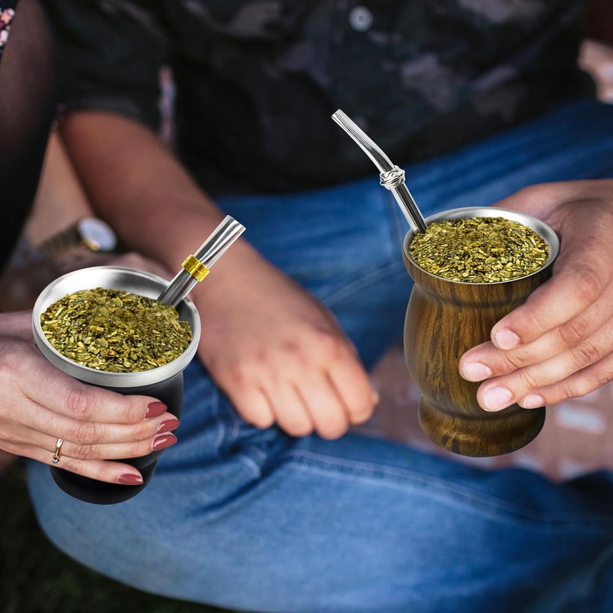 Yerba Mate Cup Set-Double Wall Stainless Steel With 2 Bombilla Brush|Cart In Mart