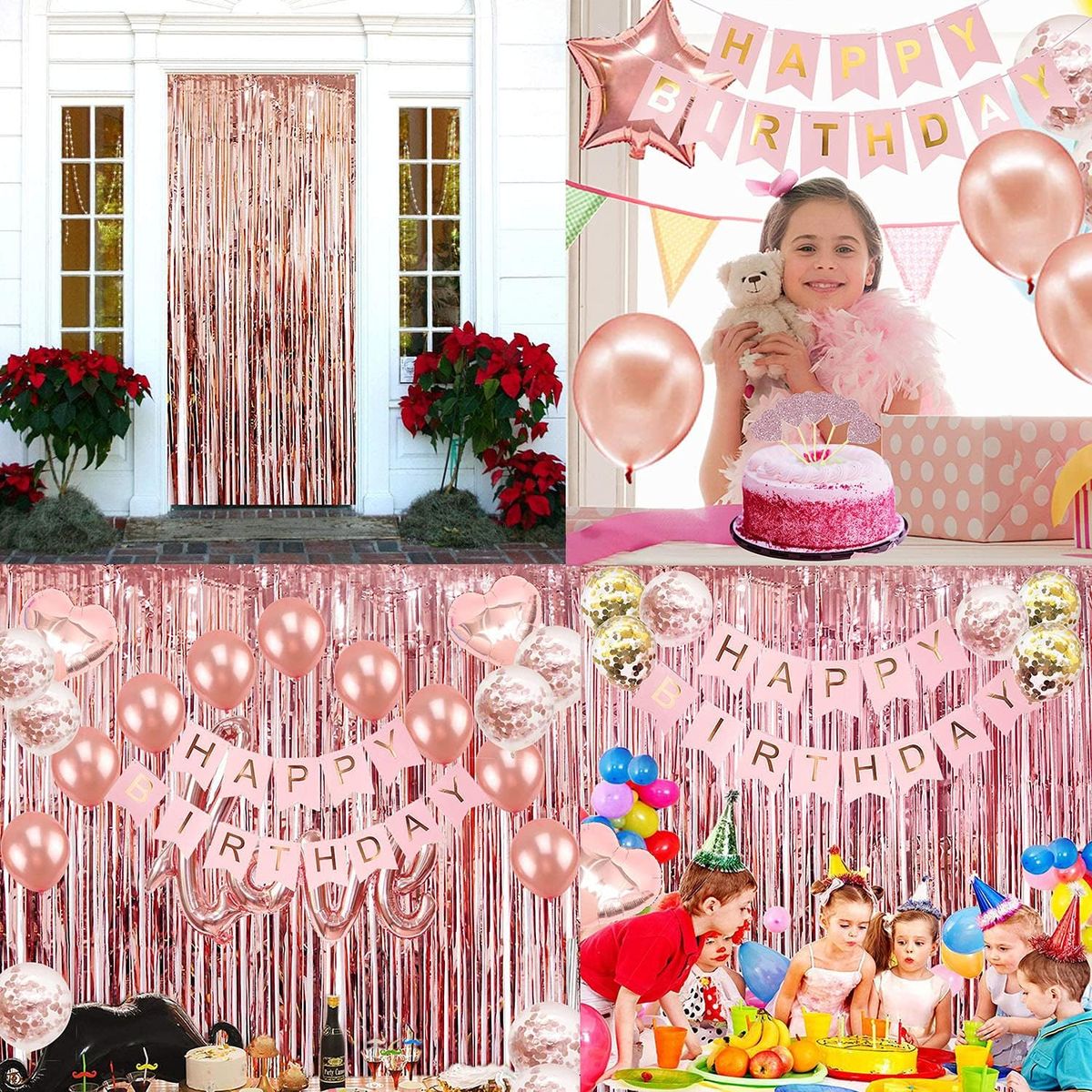 59Pcs Rose Gold Birthday Party Decoration Confetti Balloons Birthday Banner| Cart In Mart