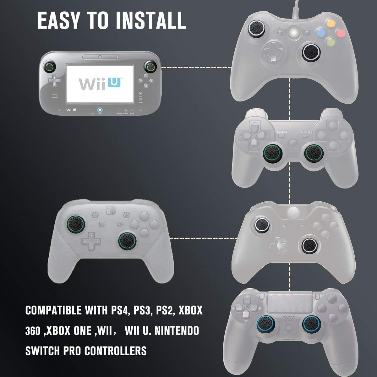 Cart In Mart 8 Pairs Silicone Thumb Grips Cover Caps For Controller Joystick- Universal