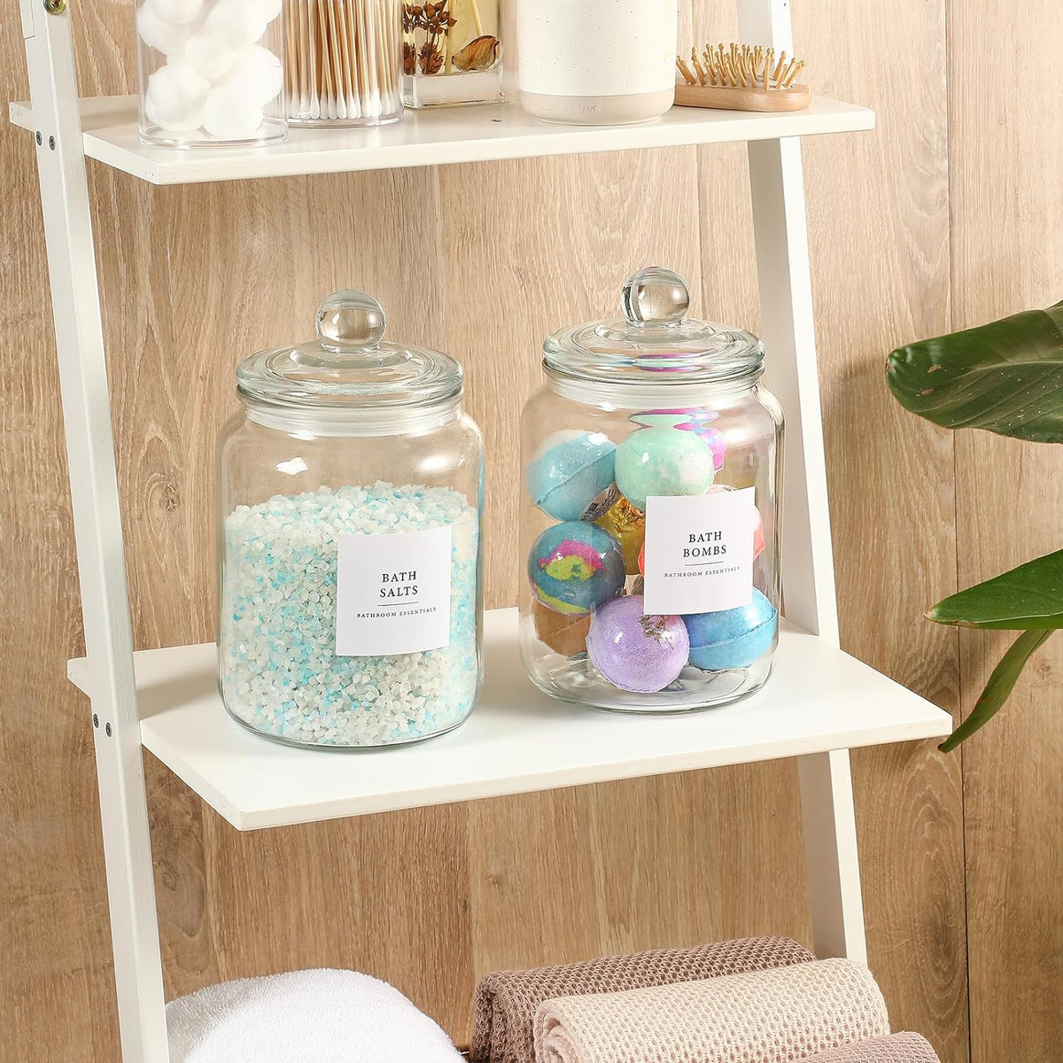 Cart In Mart Glass Jars & Dryer Sheet Holder Laundry Room Organisation With Lid, Labels