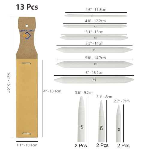 Cart In Mart 13 Piece Blending Stumps And Tortillions Paper Art Blenders With Sandpapers