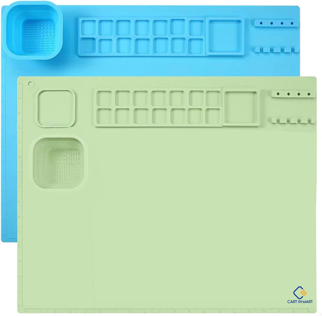 Cart In Mart 2 Pack Silicone Painting Art Mat For Kids With Cups & 15 Dividers -50x40cm