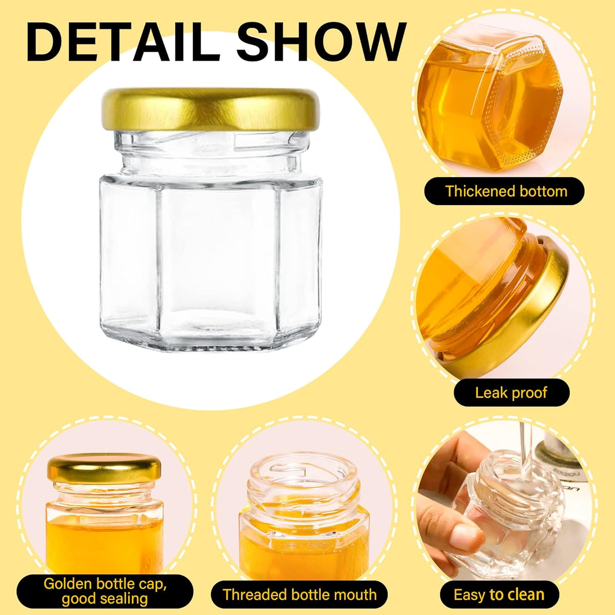 Cart In Mart 20 Pack Mini Honey Jars Pots With Dipper, Bee Pendant, Jute Party Gift Favor