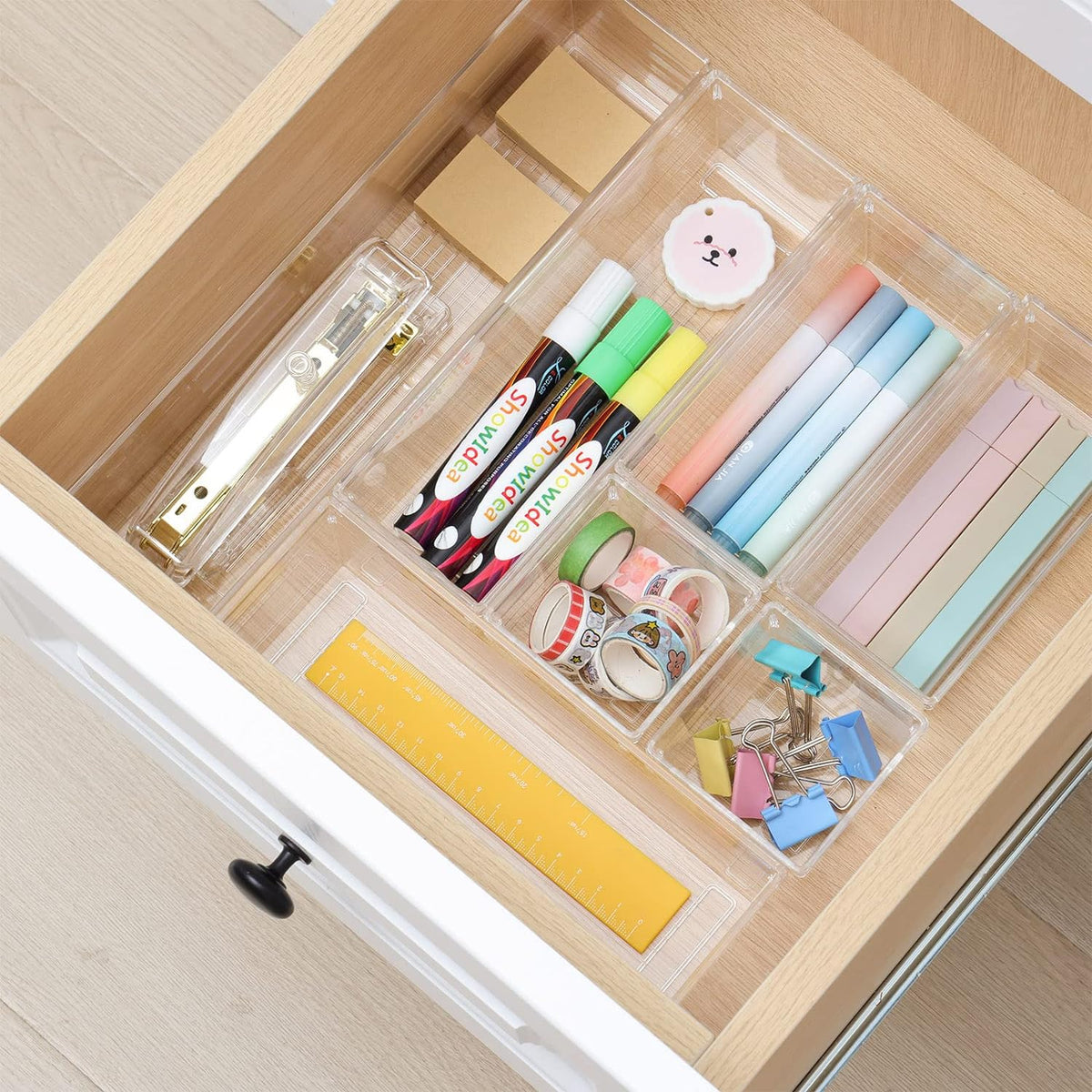 Cart In Mart 10 Piece Clear Acrylic Plastic Drawer Organizer Set 3 Sizes For Cosmetics
