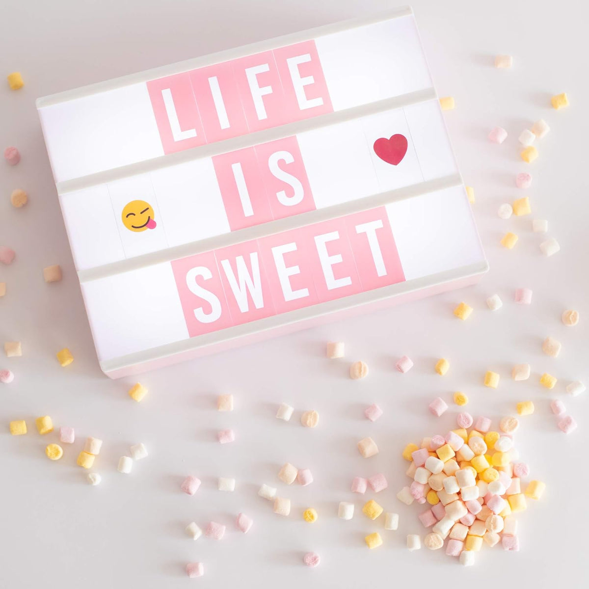Cart In Mart Pink Cinema LED Light Box Home Office Decor With Letters ,Emojis & Markers