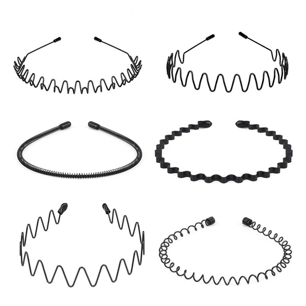 6 Pieces Metal Headbands Wavy Hairband Spring Hair Hoop For Sports Fashion