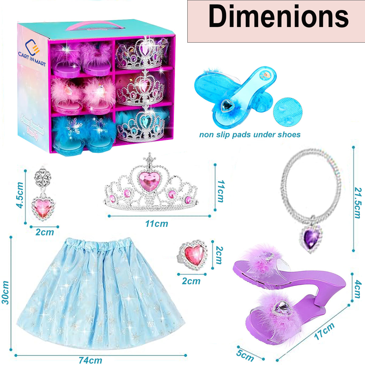 Cart In Mart Princess Dress Up & Jewelry Boutique, Girl Role Play Gifts Toddler Toys