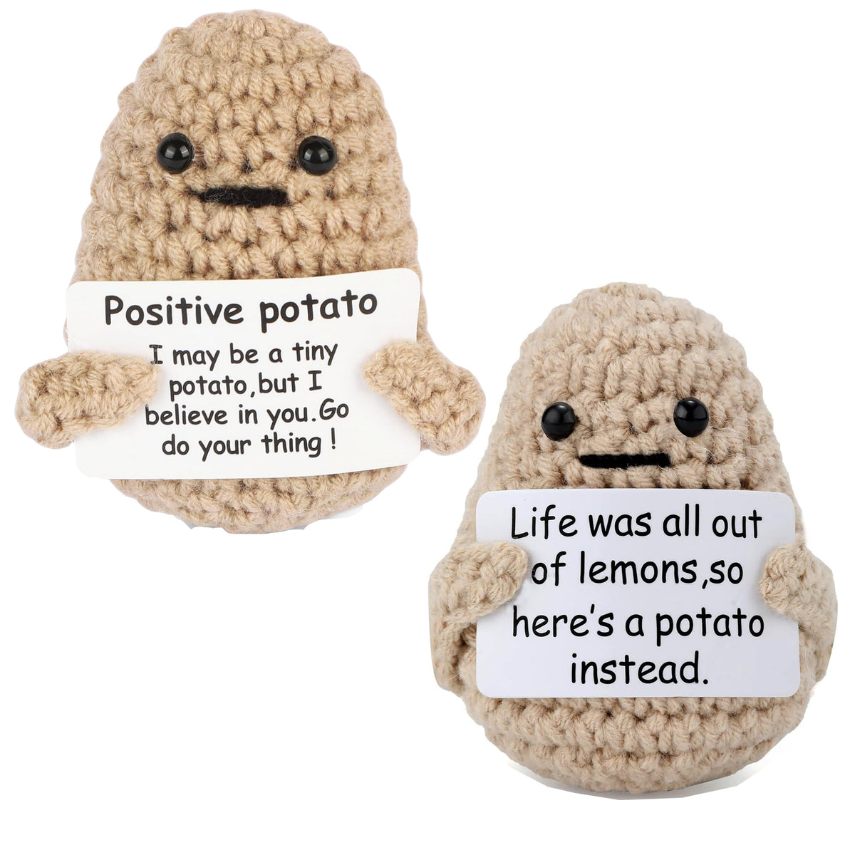 Cart In Mart 2 Pack Mini Funny Positive Potato Cheer Up Gift Toy Knitted Crochet Decor
