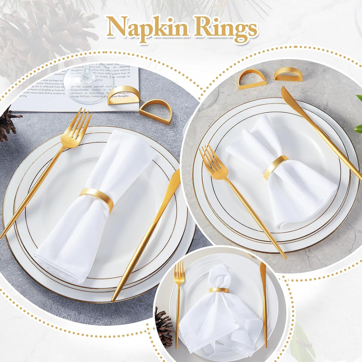 Cart In Mart 12 Pack Gold Metal Napkin Rings Buckles For Wedding Party Table Decoration