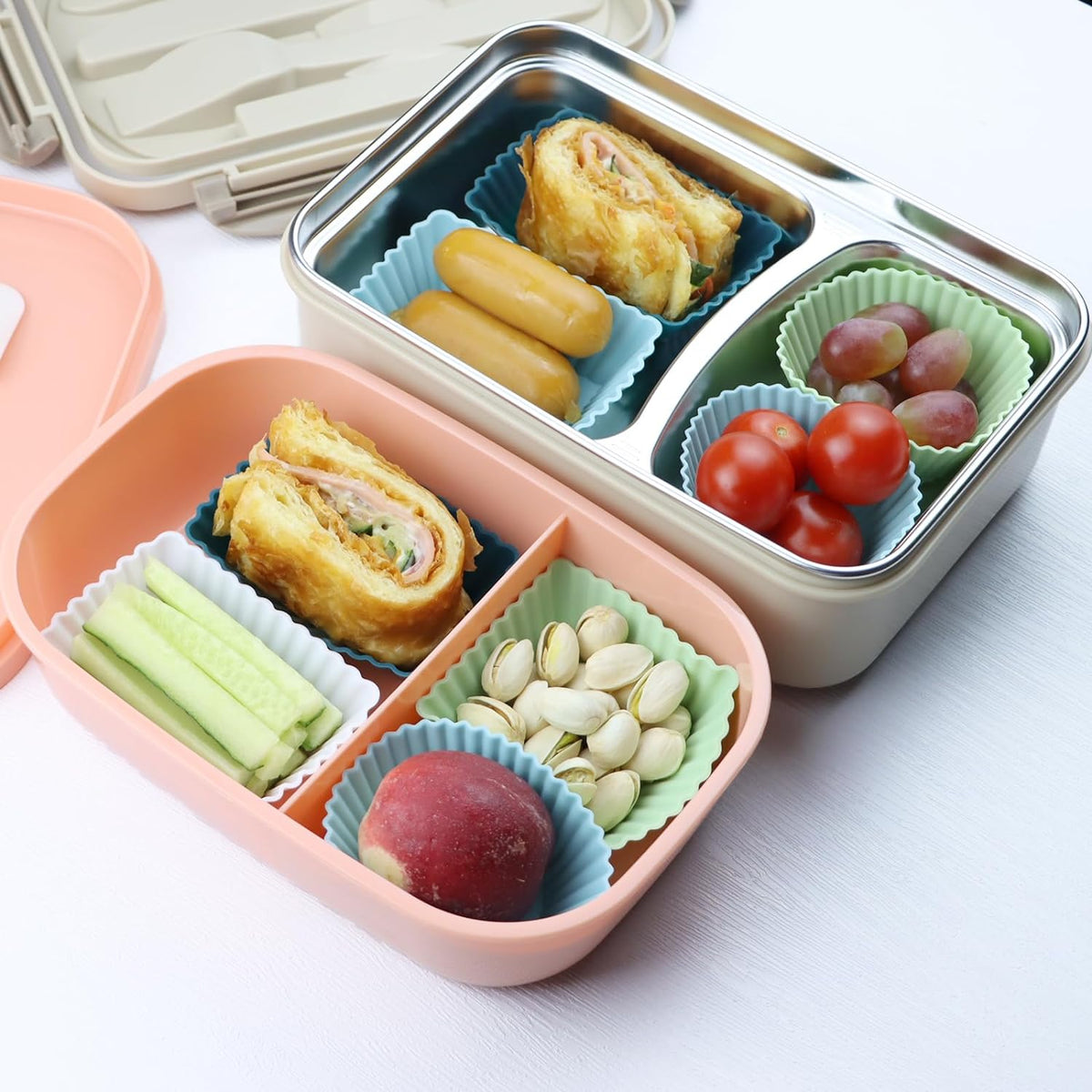 Cart In Mart 24 Pack Reusable Silicone Baking Cups Muffin Cupcake Liners Molds- 3 Shapes