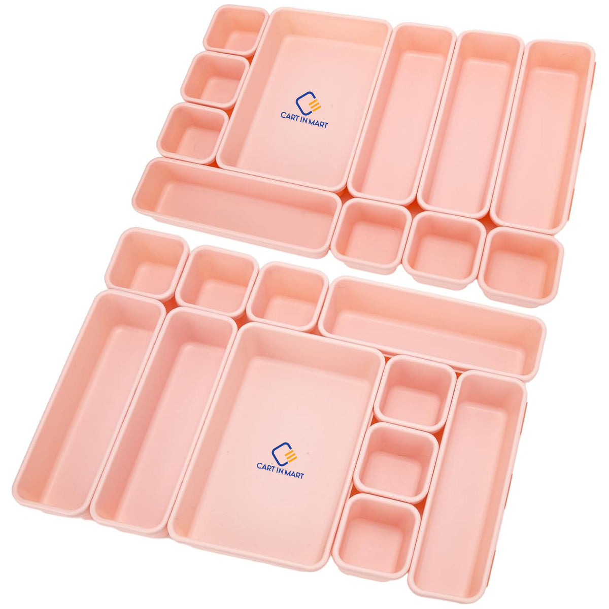 Cart In Mart Plastic Drawer Organiser Storage Bins For Makeup Bathroom Utensils - 22 Piece
