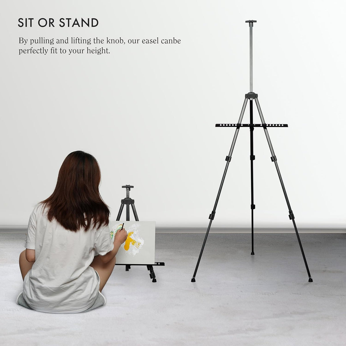 Cart In Mart Folding Metal Easel Stand for Painting Art Sign Display Tripod with Bag - 155cm