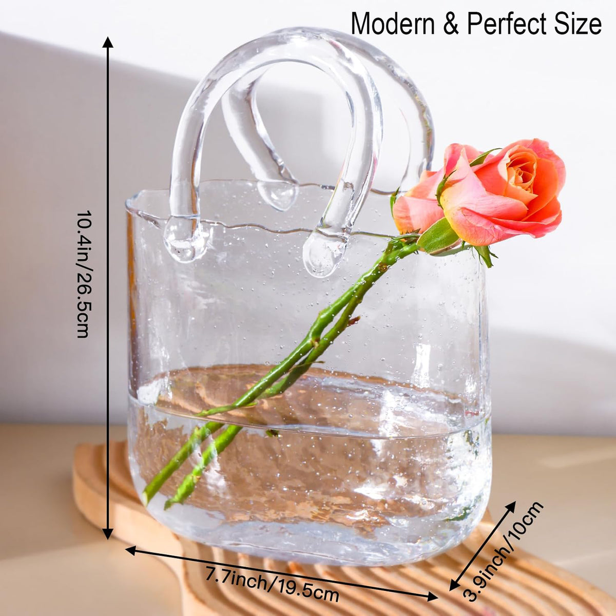 Cart In Mart Clear Glass Handbag Shape Flower Vase with Fish Bowl For Home Office Decor