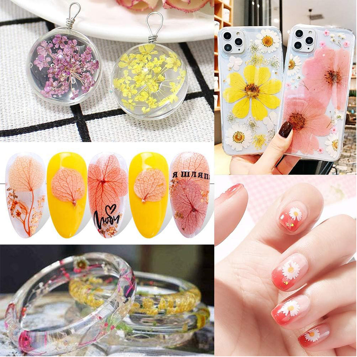 Cart In Mart 140 Pack Dried Pressed Flowers For Resin Scrapbooking Candle Soap Nail Art