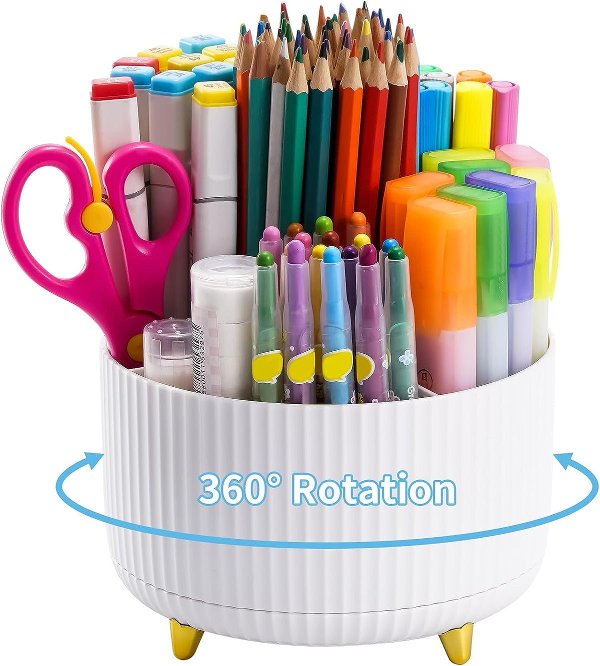 Cart In Mart 360 Rotating Desk Organisers With 5 Slots For Office Pen Pencil Makeup Holder