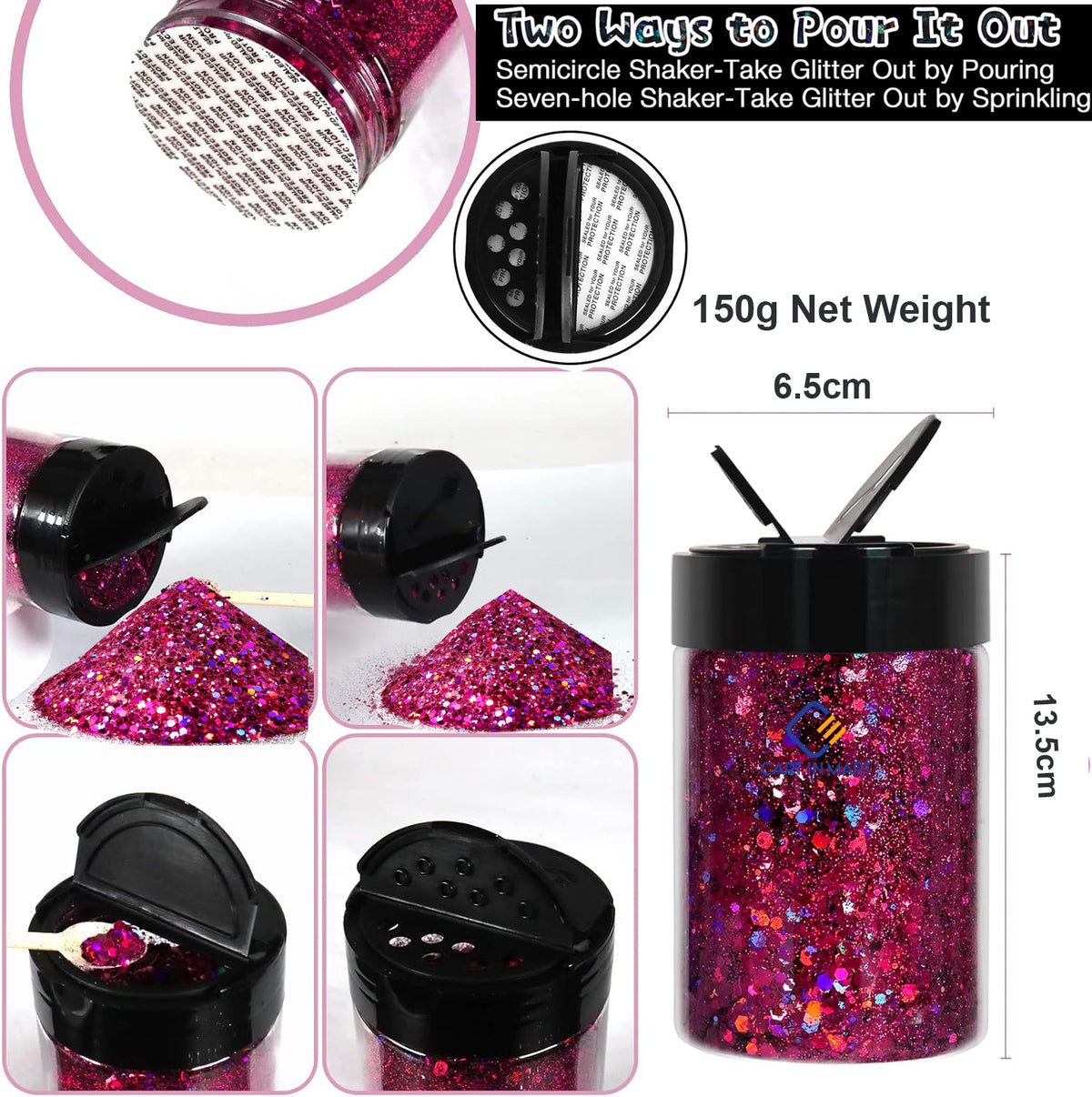 Cart In Mart Holographic Chunky Glitter Metallic Bulk Laser Sequin For Nail Craft 150g