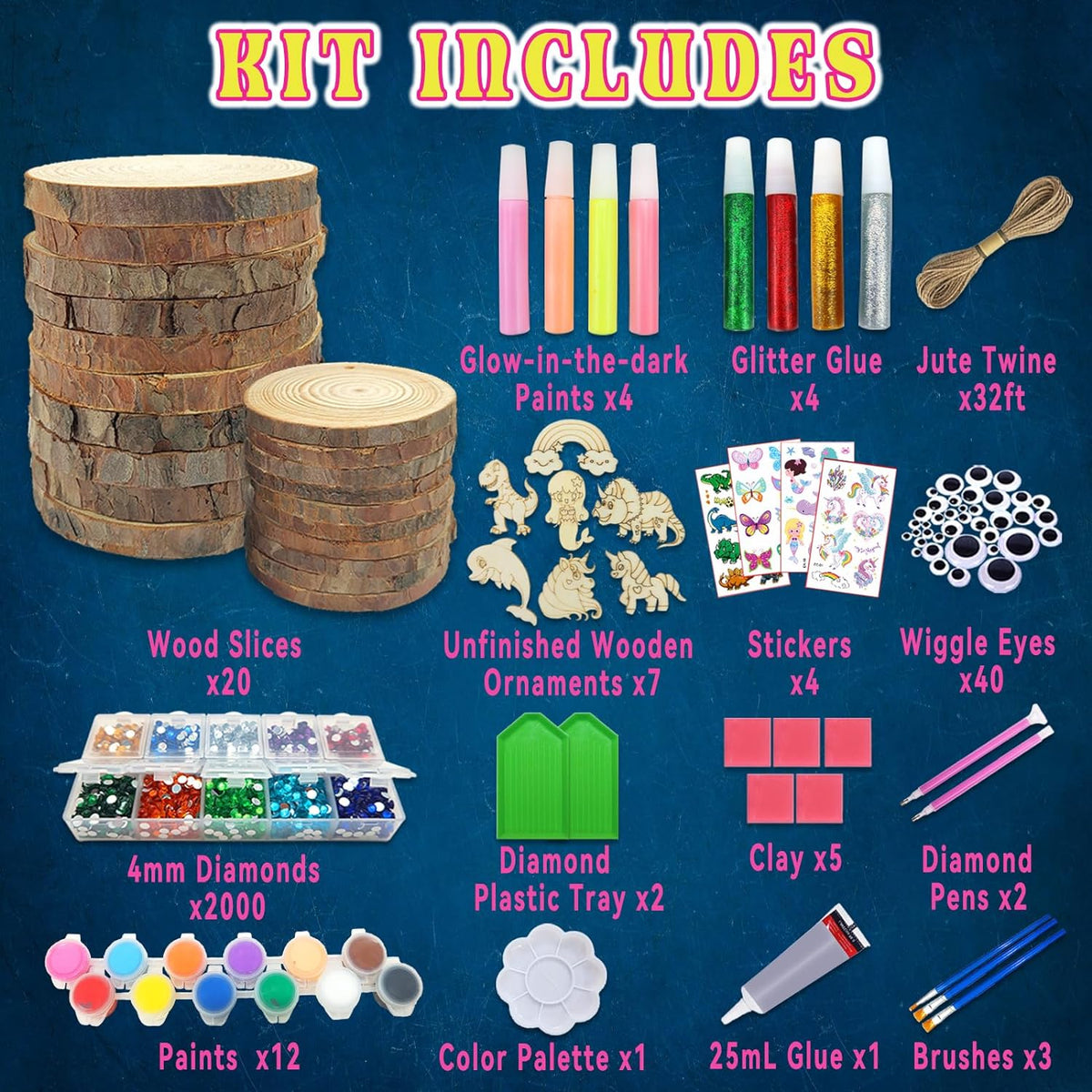 Cart In Mart Kids Wooden Glow In The Dark Painting Kit - Art & Crafts Gift For Boys Girls