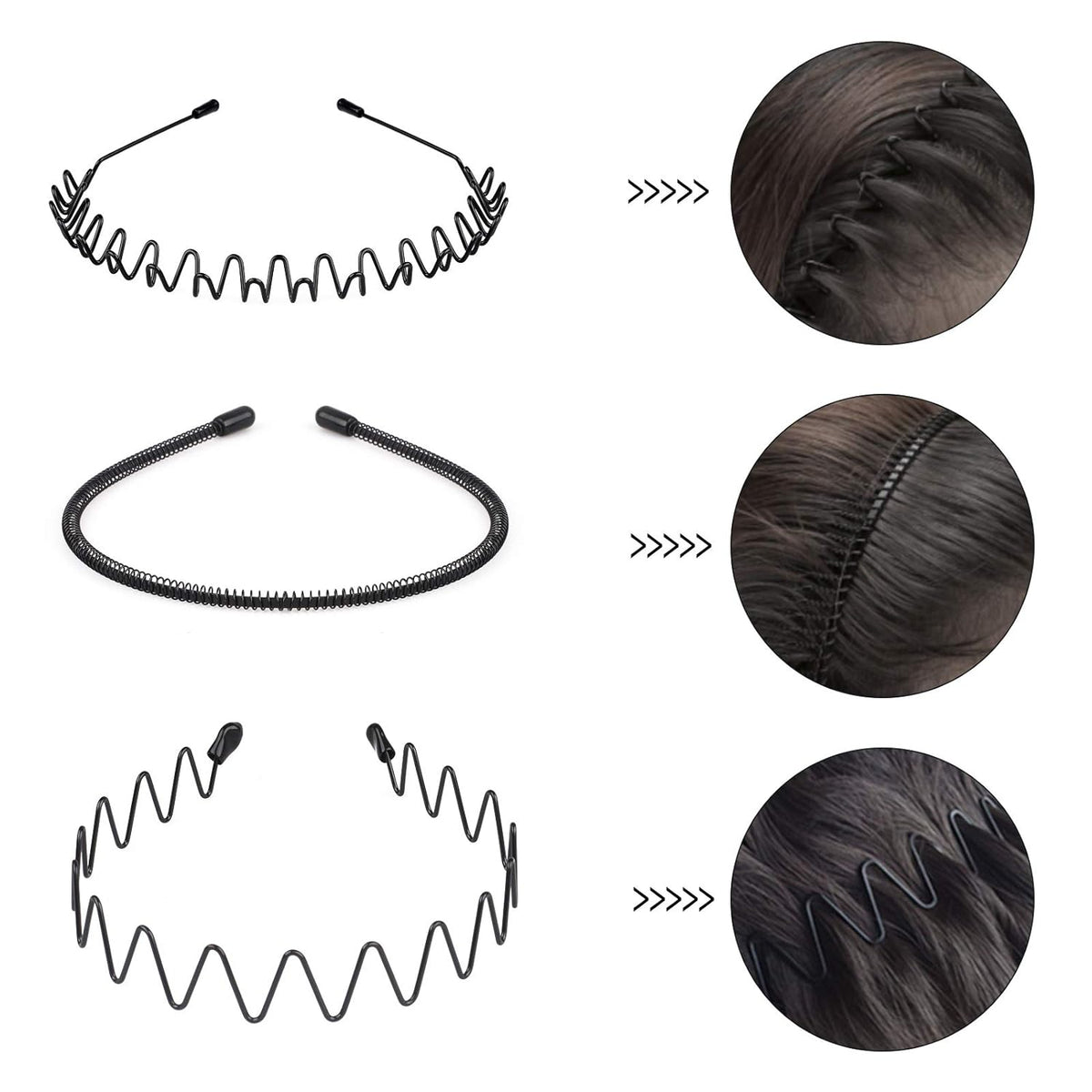 Cart In Mart 6 Pieces Metal Headbands Wavy Hairband Spring Hair Hoop For Sports Fashion