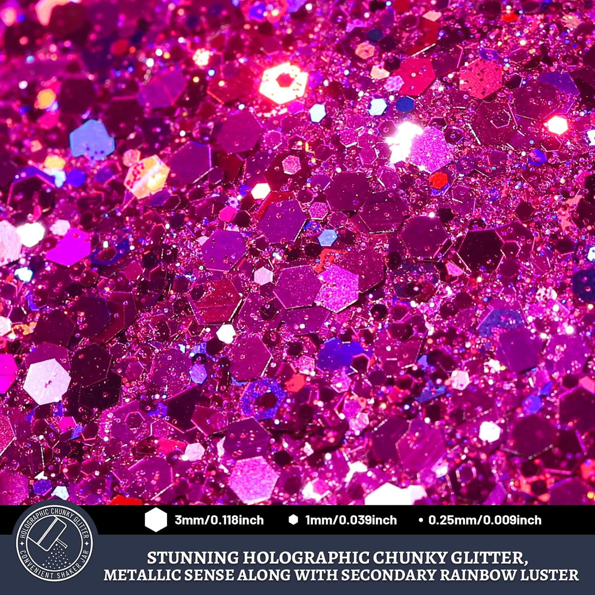 Cart In Mart Holographic Chunky Glitter Metallic Bulk Laser Sequin For Nail Craft 150g