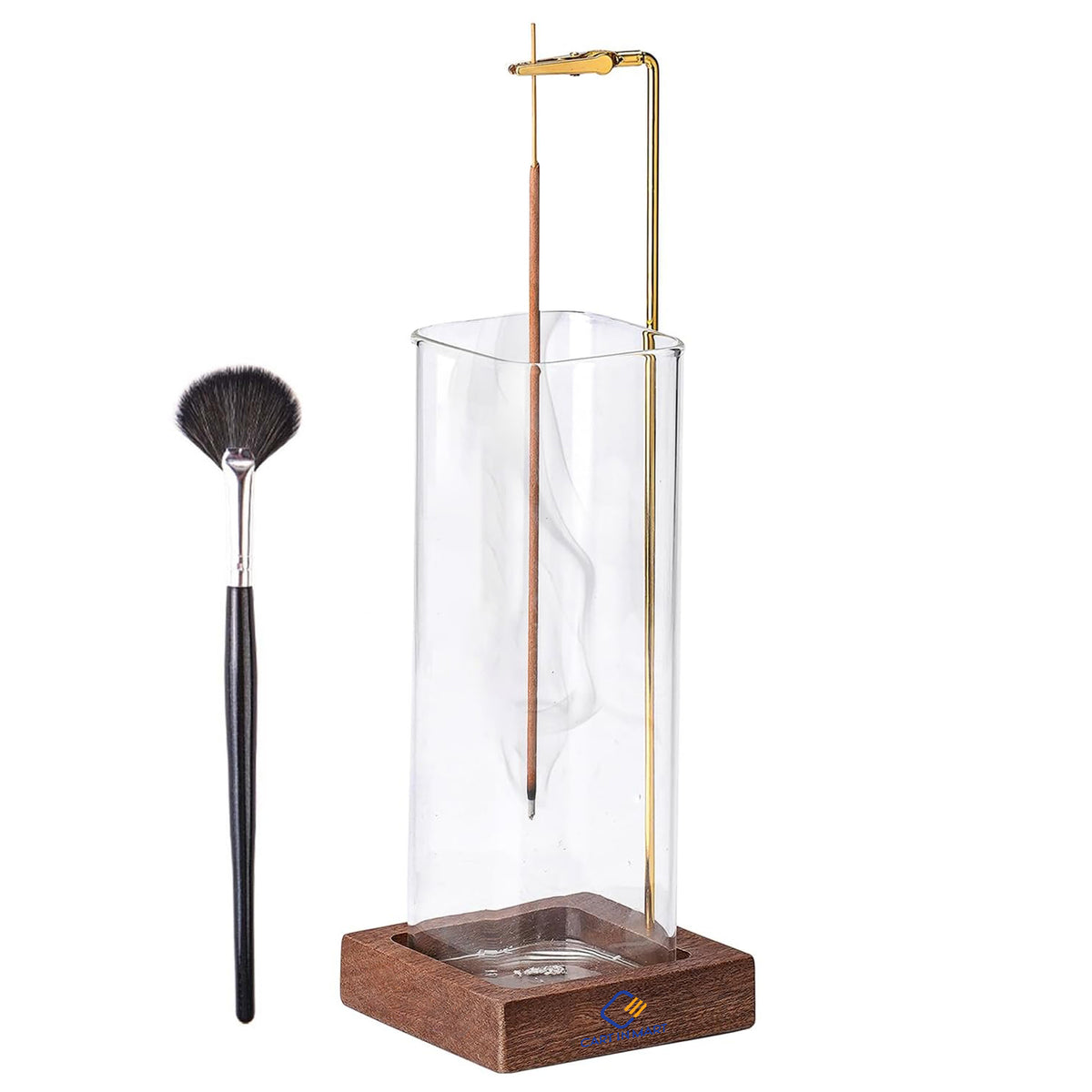 Cart In Mart Wooden Incense Holder For Sticks with Glass Ash Catcher Anti-Ash Burner