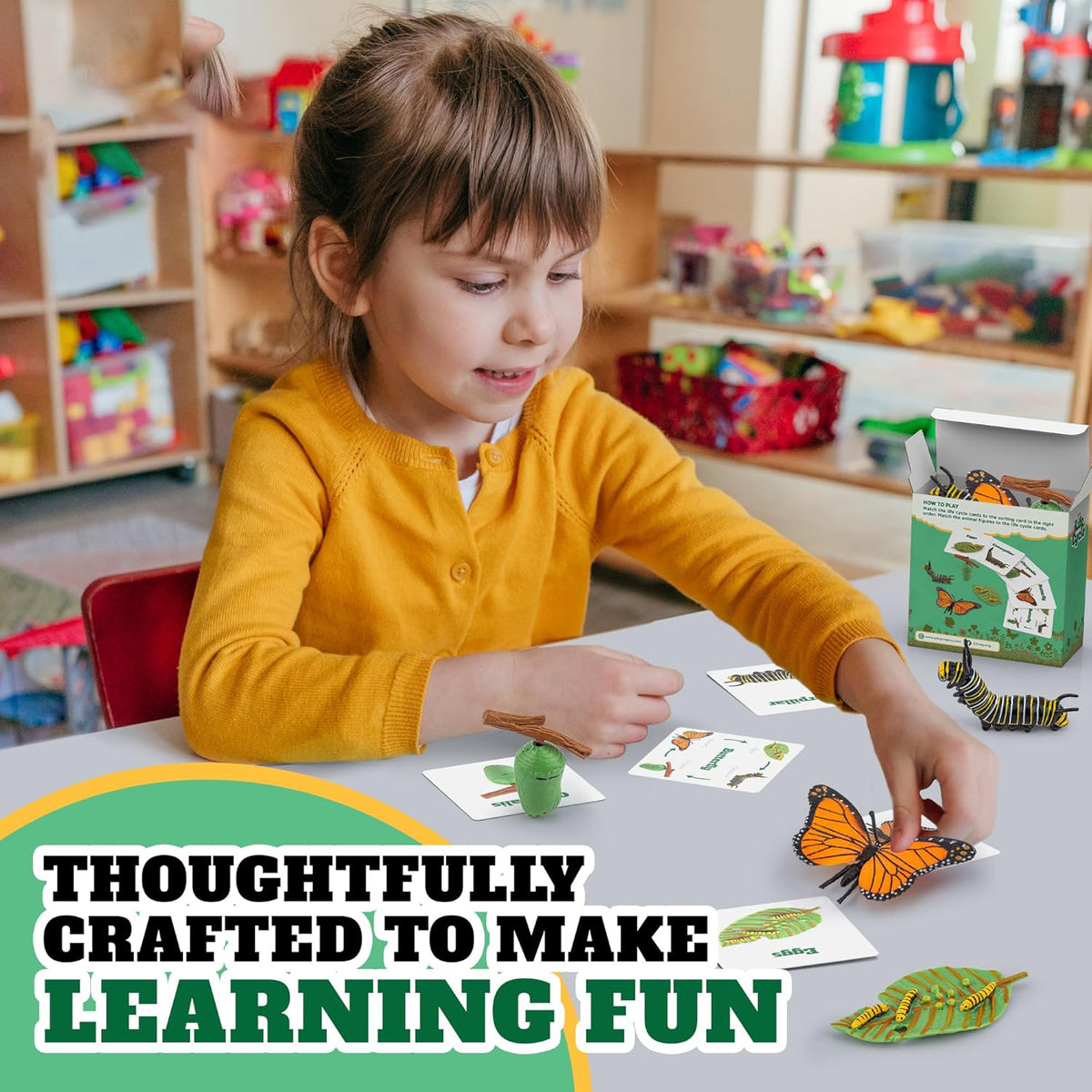 Cart In Mart Butterfly Life Growth Cycle With Cards Realistic Model Montessori Kids Toys