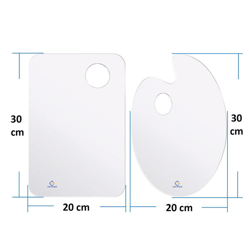 Cart In Mart 2 Pack Clear Acrylic Paint Palette With Thumb Hole 30x20cm Easy Clean Art
