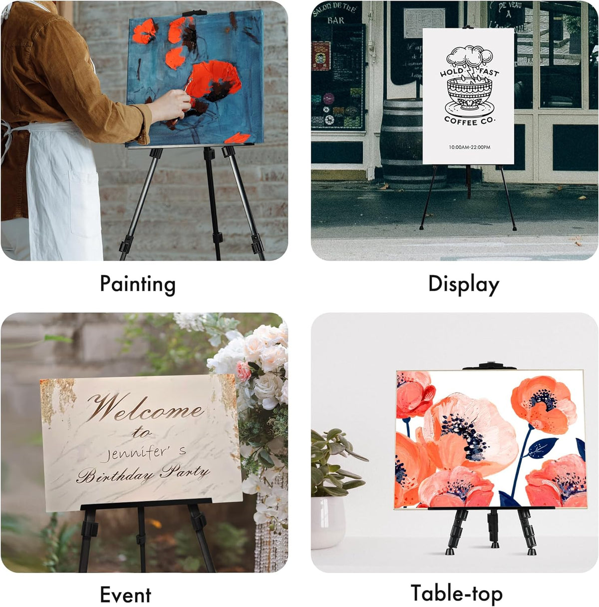 Cart In Mart Folding Metal Easel Stand for Painting Art Sign Display Tripod with Bag - 155cm