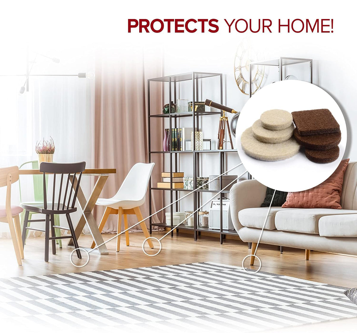 Cart In Mart 133 Piece Premium Felt Furniture Pads Wood Floor Protectors- Brown & Beige