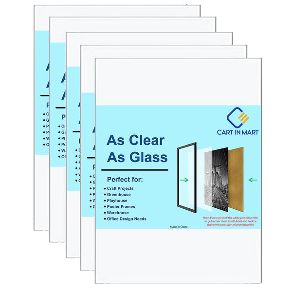 5 Pack Clear PET Plexiglass Sheets 8×10" Panels For Picture Frames, Crafts